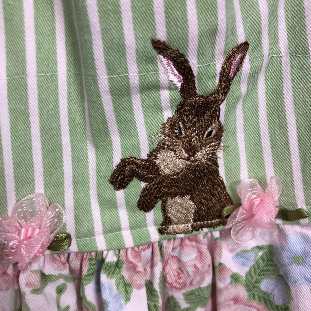 NWT 18-24‎ Mo Rose Cage Easter Bunny Jumper w Cap Sleeve Tee 2pc Set SPRING